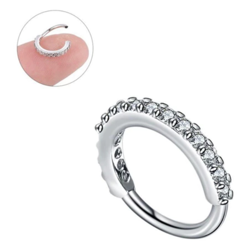 Piercing Argola Aço Inoxidável Cravejado Zircônias Torção Para Nariz