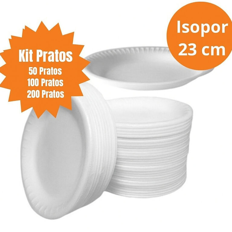 KIT 200 UNIDADES Prato de Isopor 23cm Descartável