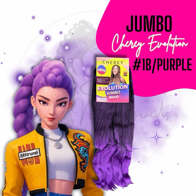 Cabelo Jumbo Roxo #PURPLE p/ Tranças Jumbo Cherey 400g