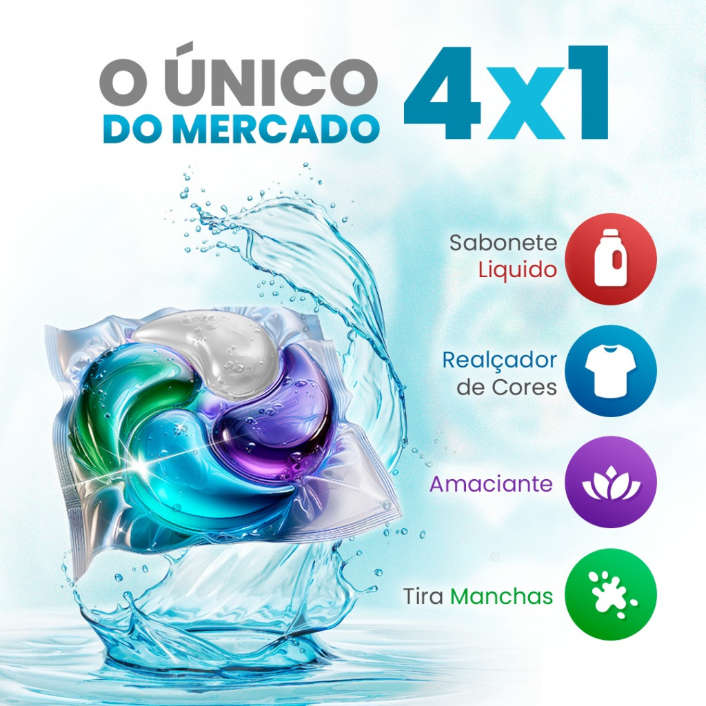 Sabão Cápsula Washcaps 353g Perfume Delicado Suave Lava roupa em cápsula