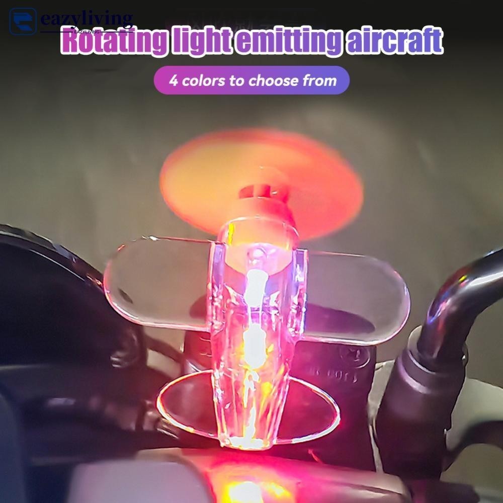 EAZYLIVING Motocicleta Avião Rotativo Movido A Vento LED Luz Ornamentos Bicicletas Decorações F1H5