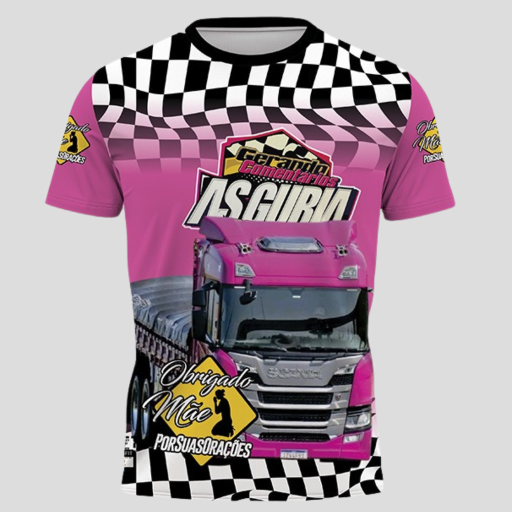 Camiseta Rota 262 Estrada Camisa baby look Scania As Guria Obrigado Mãe Por Suas Orações