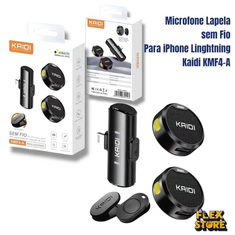 Microfone de Lapela Sem Fio KAIDI KMF4-A para iPho