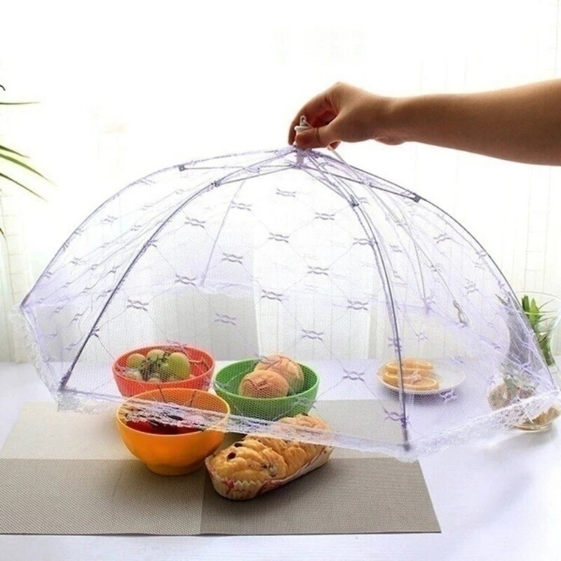 Mosquiteiro Tela 35CM Protetora Tampa Para Alimentos Modelo Guarda Chuva Tule