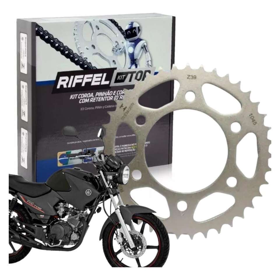Kit Relação Tração Transmissão YBR 150 Factor YF 150 Fazer 2014 A 2026 Original Riffel