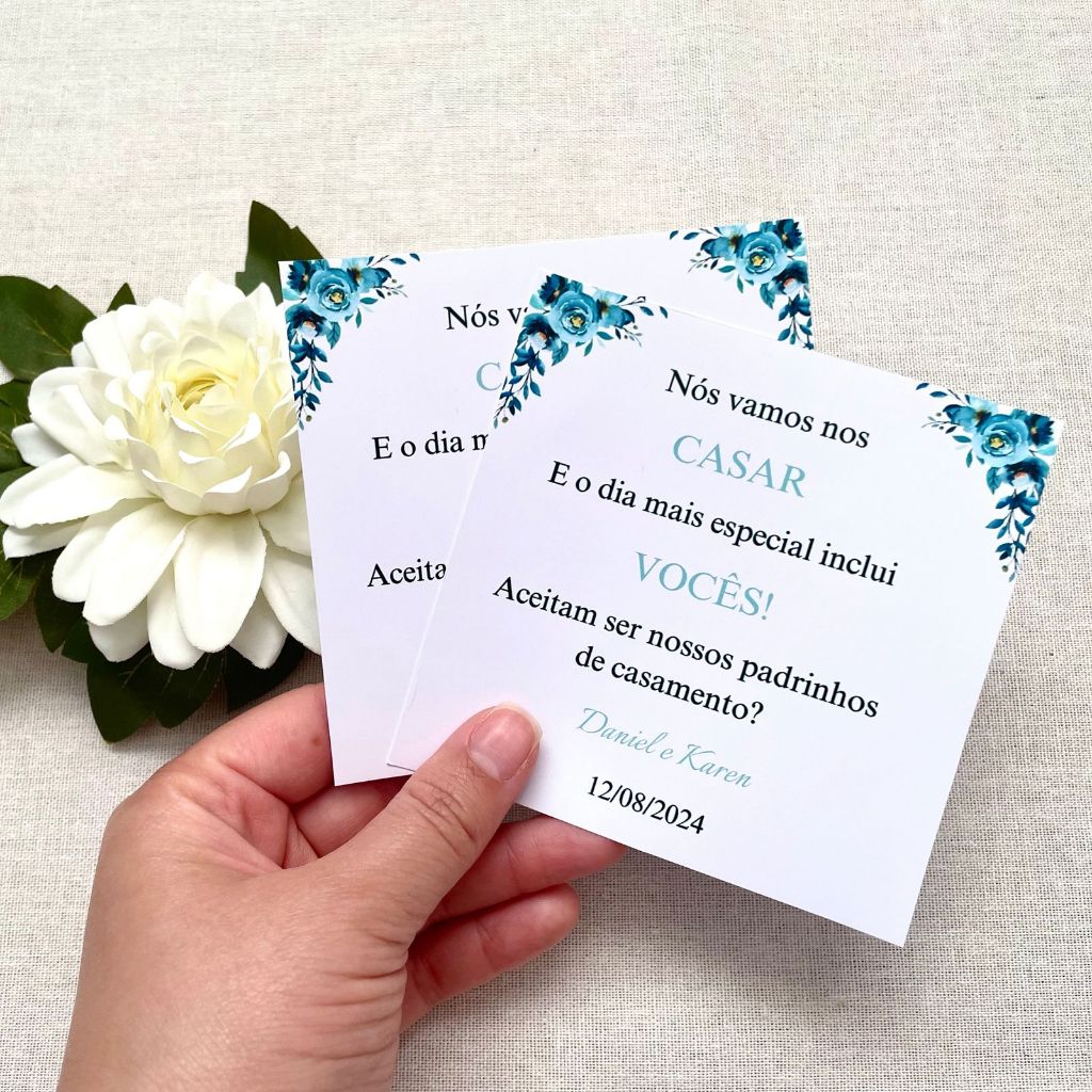Mensagem/convite Adesivada para os padrinhos de casamento