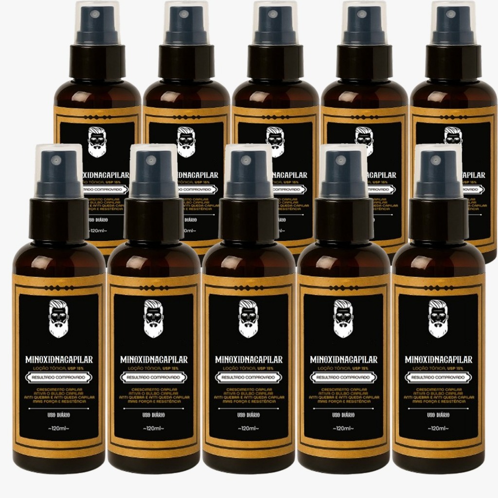 Kit 10 X Tonico MinoxDNA Capilar Spray 120ml Crescimento Barba, Cabelo, Sobrancelha