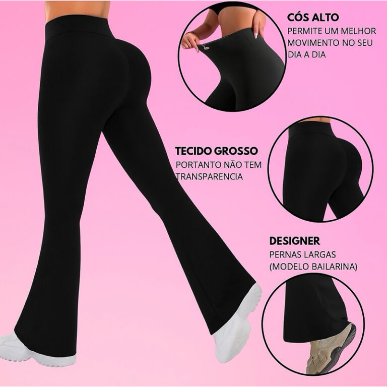 Calça Bailarina Flare Feminino legging Cintura Al