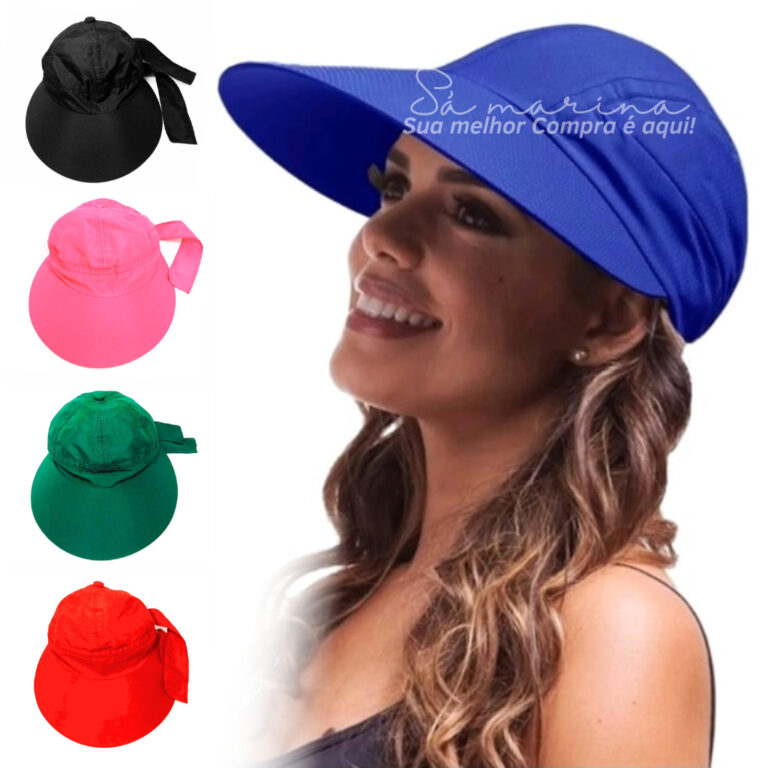Viseira Feminina Tecido Aba Larga Proteção ao So