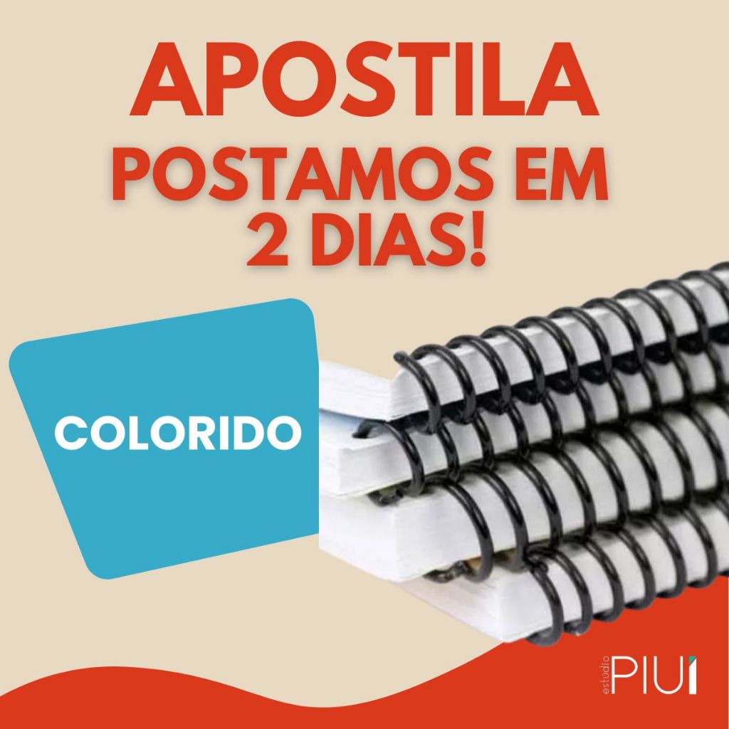 Impressão de Apostilas Até 400 páginas Colorida A4 com encadernação Frente e verso