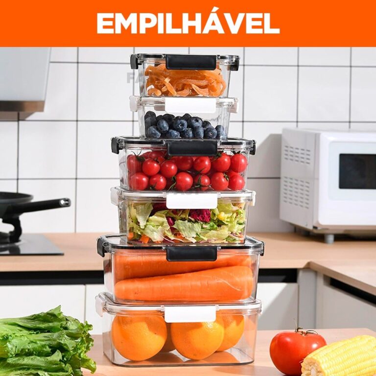 Kit 6 Potes Pote Hermético Organizador de Geladei