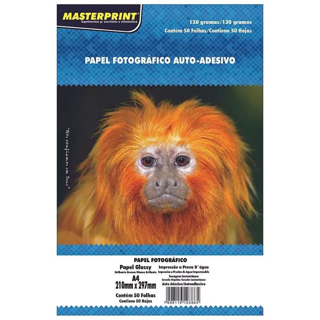 Papel Fotográfico Adesivo A4 130g Masterprint À Prova Dágua 50 Folhas
