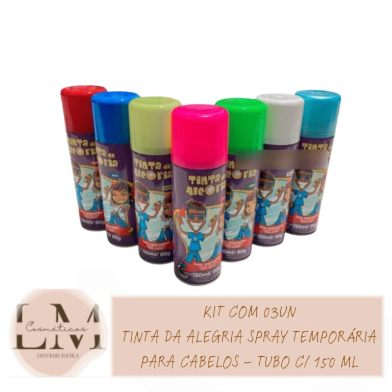 Kit com 03un Tinta da Alegria Spray Temporária pa