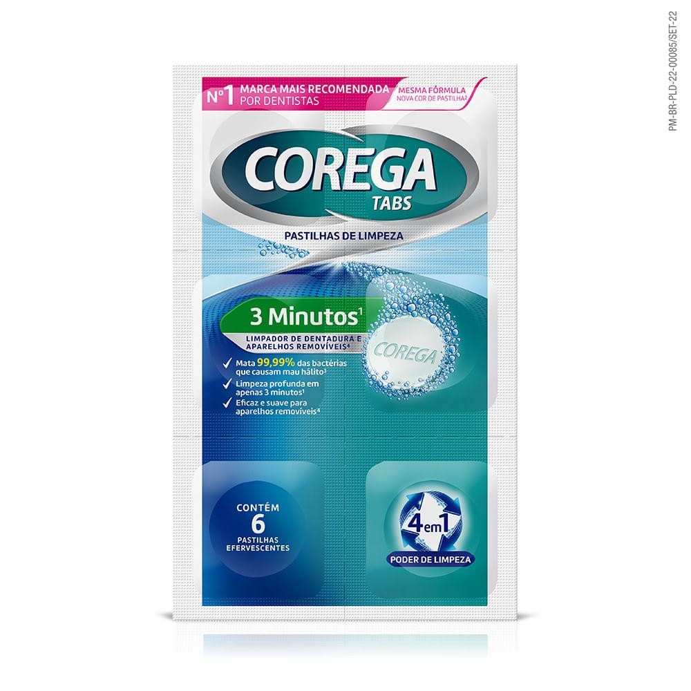 Limpador de Dentadura e Aparelhos Removíveis Corega Tabs com 6 Pastilhas Efervescentes