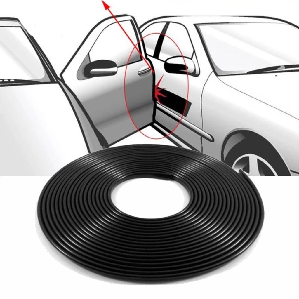 Protetor De Bordas Portas Veiculo Universal Carro – 10 Metros – Preto