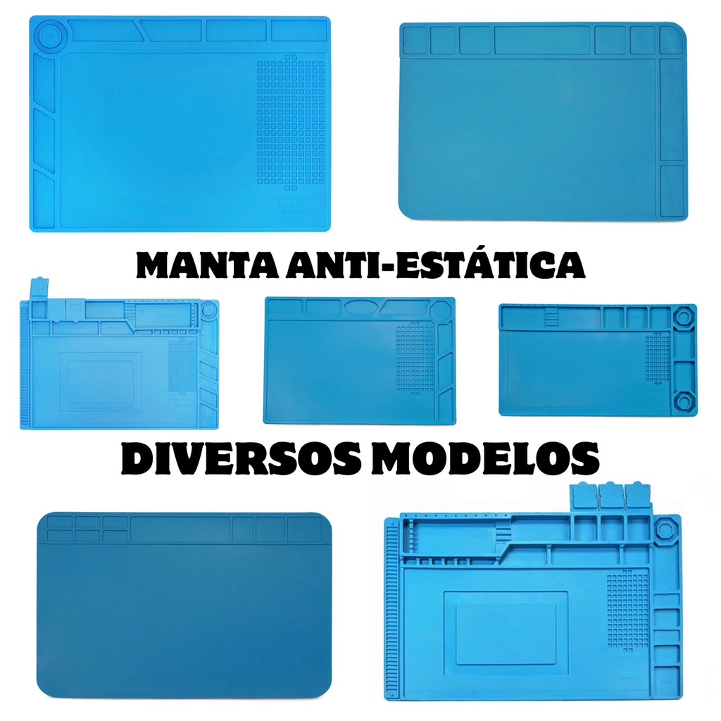 Manta anti-estatica de silicone tapete de mesa para manutenção de eletronicos com porta objetos
