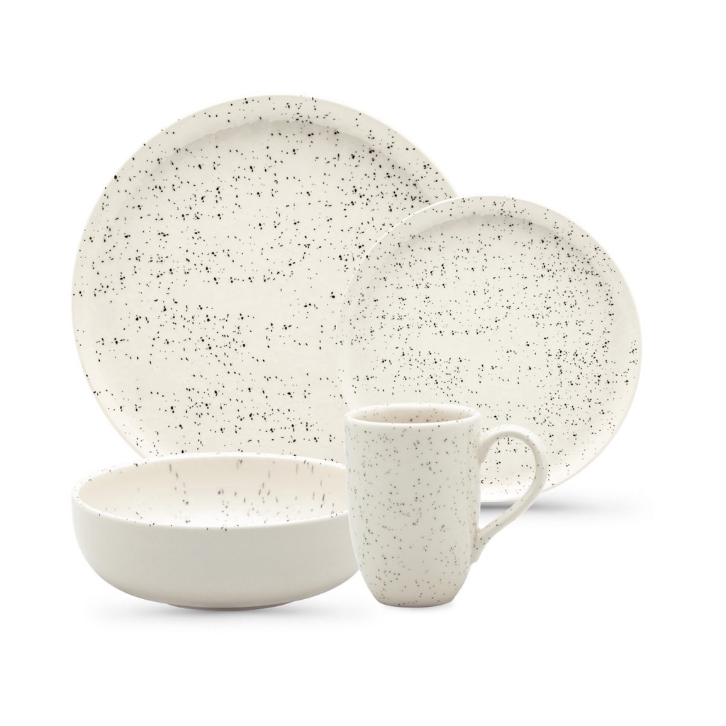 Aparelho de Jantar E Lanche 16 Peças Flat Chuvisco Jogo De Pratos Tigela Caneca Oxford