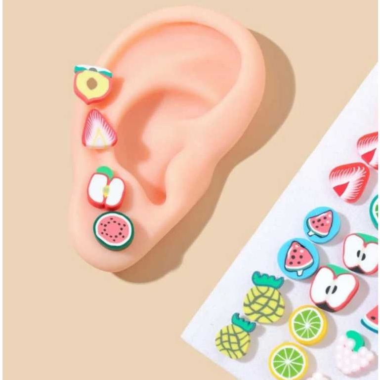 PROMOÇÃO- Kit 2 Pares de Brincos Infantil Fruta/