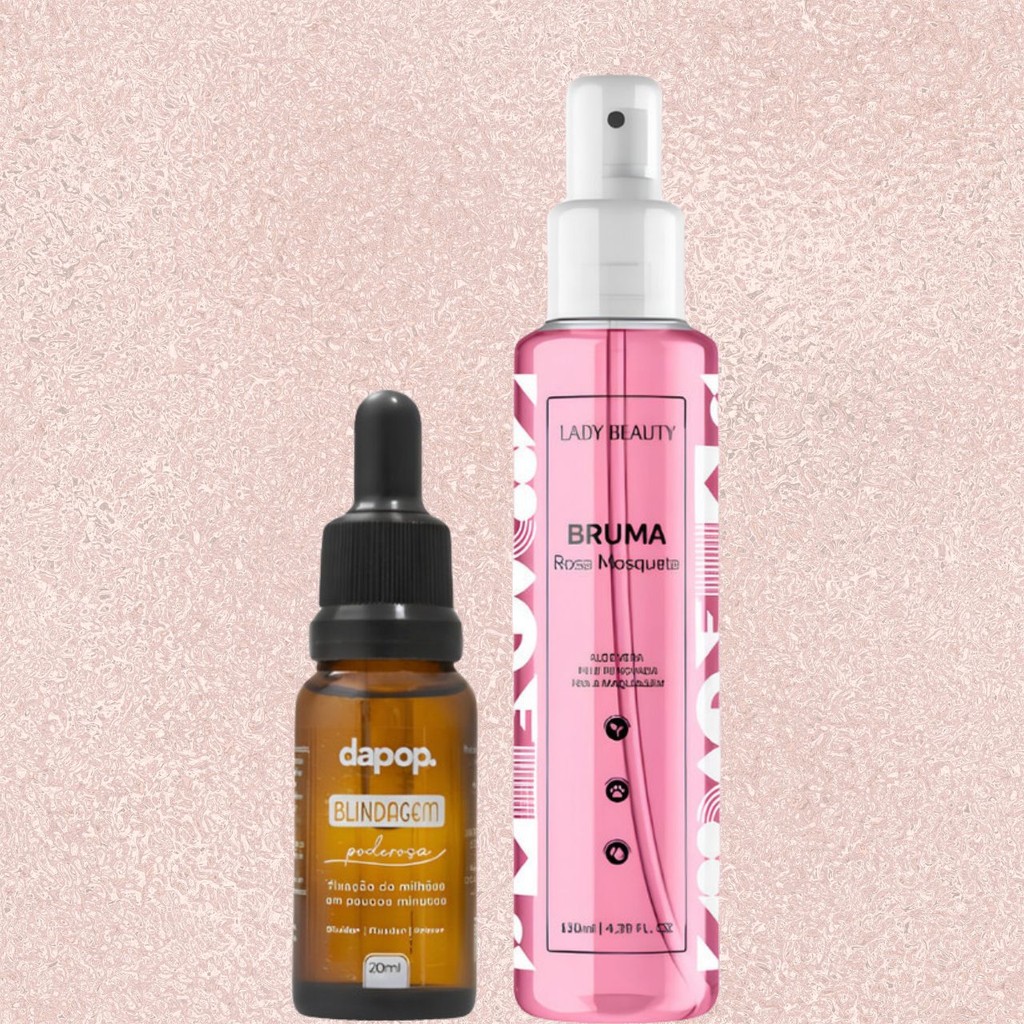 Kit Blindagem 3em1 Diluidor, Fixador e Primer Dapop + Bruma Fixadora Rosa Mosqueta Lady Beauty