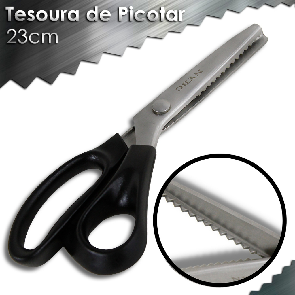 Tesoura Picotar Tecido 23cm  Corte em Ondas, Acabamento Profissional – MN