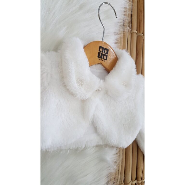 Bolero Casaco Luxo BRANCO Peluciado com Gola e Bor