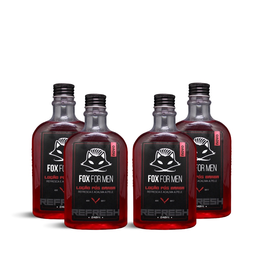 LOCAO POS BARBA 240ML – FOX FOR MEN (VERMELHA) – 4 UNIDADES