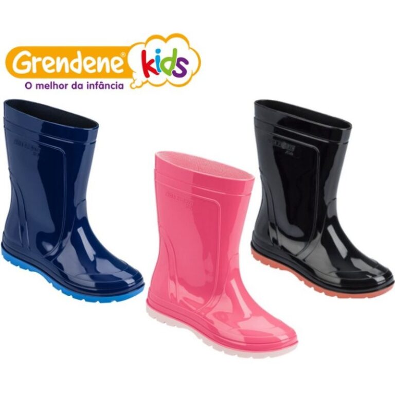Bota Galocha Infantil Grendene Azul e Rosa Imperme