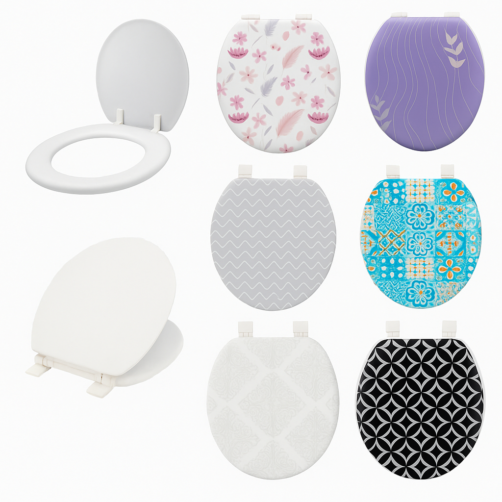 Tampa de Privada Vaso Sanitário Almofadada Universal Estampada Conforto Fácil Instalar Banheiro Deco