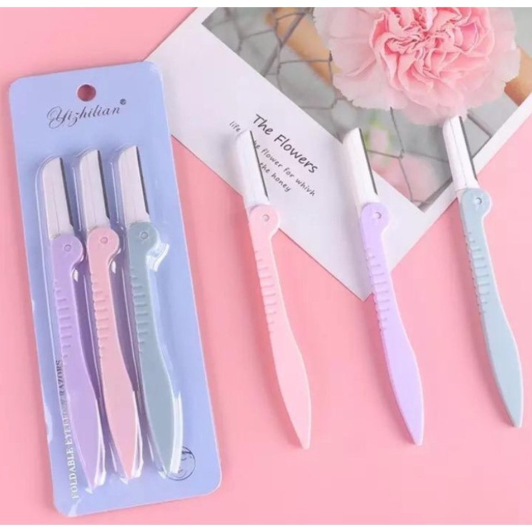 Kit 3 Unid Navalha De Sobrancelhas E Aparar Pelos 