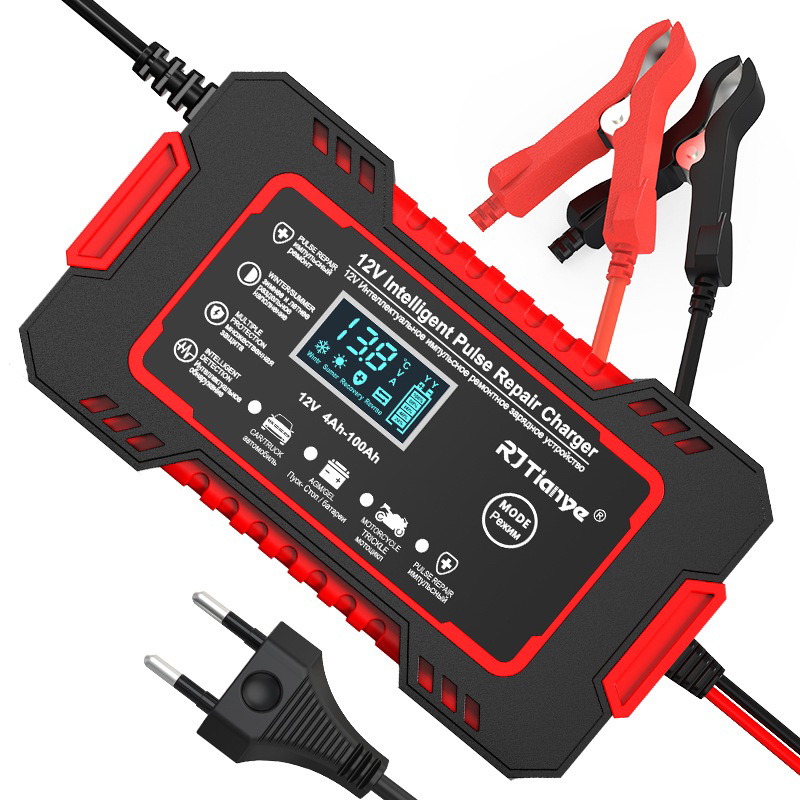 Carregador de bateria automotivo inteligente 12 V Display Digital Automático Energia Reparação Puls-