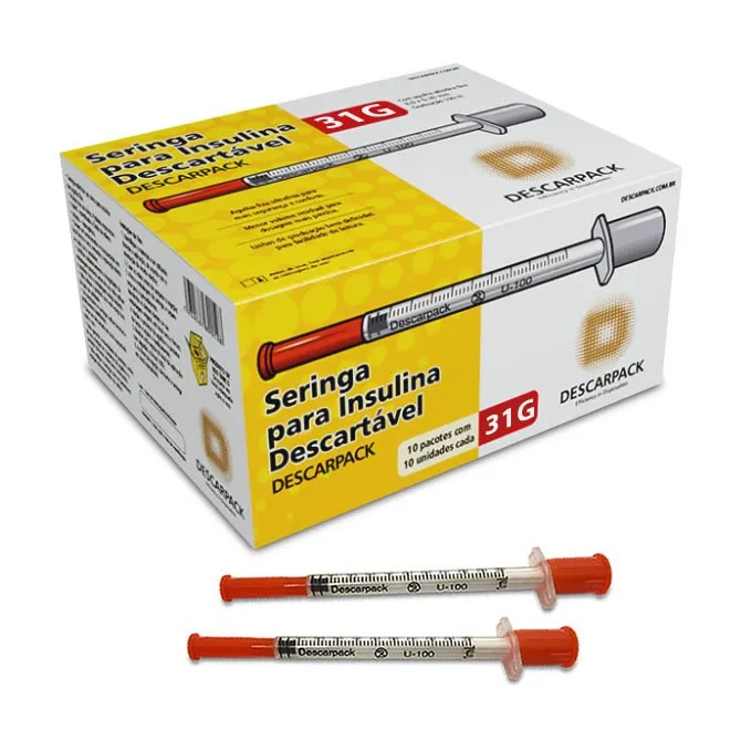 Seringa Insulina 1ml Agulha Fixa 6 x 0,25mm  Caixa