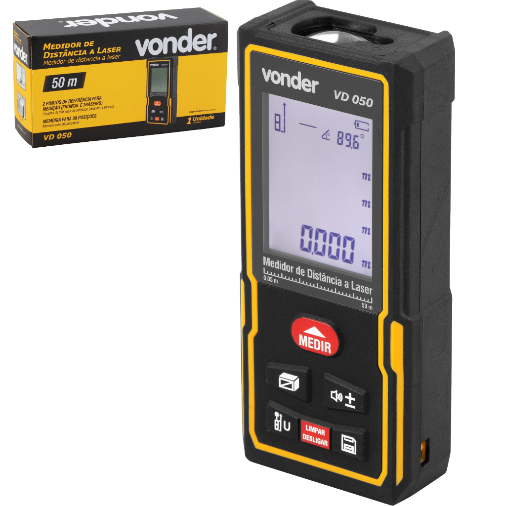Trena a Laser Medidor de Distância a Laser 50m VONDER VD050  Alta Precisão e Multifunções