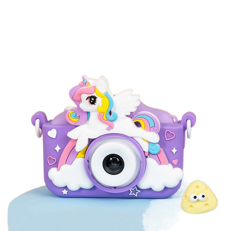 Mini Câmera Infantil de Vídeo Digital Unicórnio com Estojos de Silicone para Crianças Video Jogos Fo
