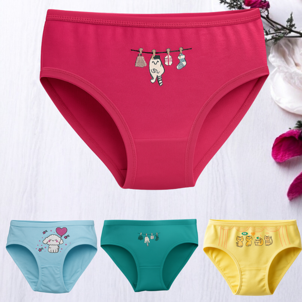 Kit com 5/10 Calcinhas Infantil Importada Menina Criança Estampada Tam 02 a 10 Anos 100% Algodão Imp