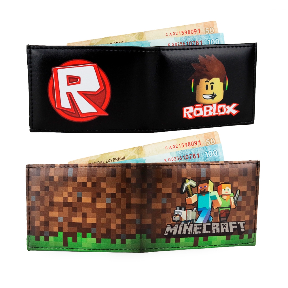 Carteira Infantil Unissex Com Porta Cartão CNH Personalizado Gamer Youtuber Minecraft Roblox Xbox Gu