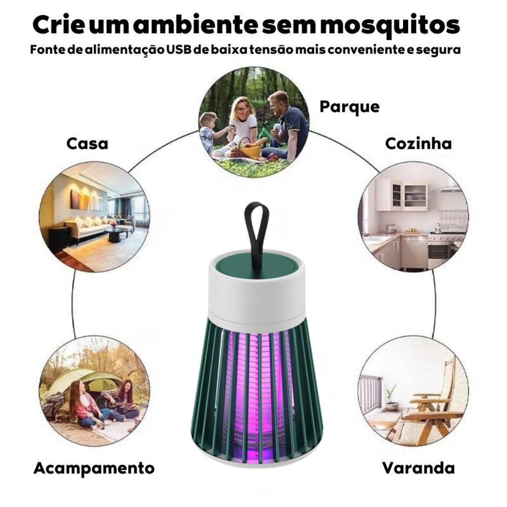 Lâmpada Elétrica Mata-Mosquitos Com Luz UV Usb  Armadilha Para Insetos