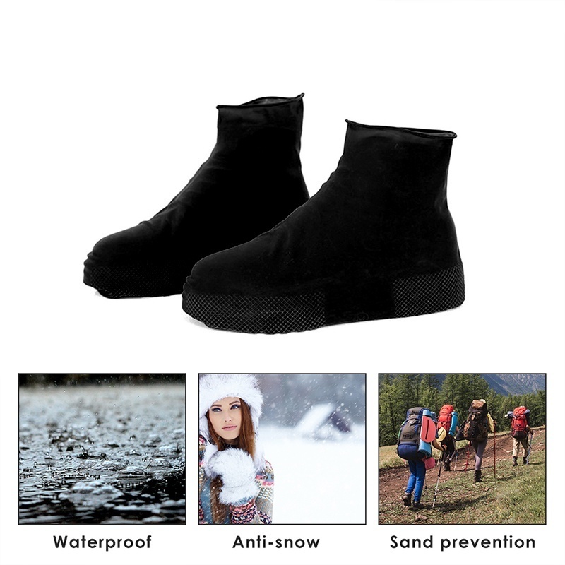 Capa De Chuva Silicone Protetora Tênis Sapato Bota Motoboy Pés Secos Preto