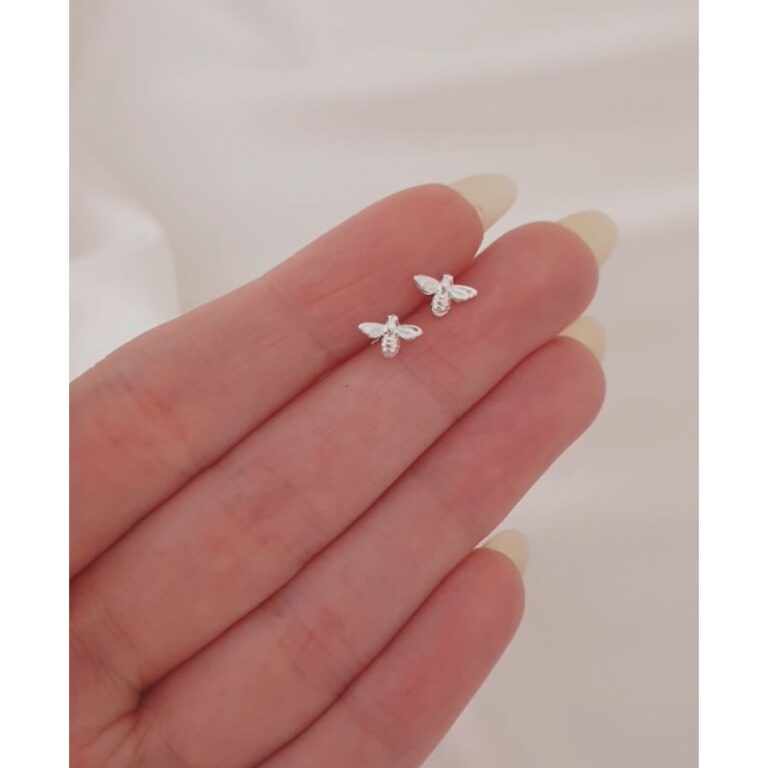 brinco 2 furo abelha  prata 925  e dourado feminin