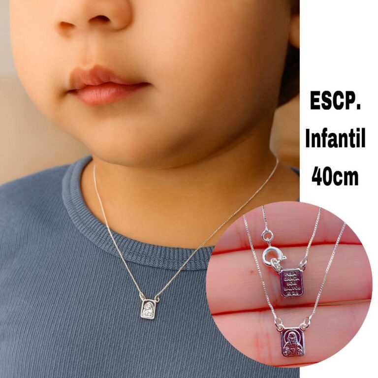 Escapulário Infantil Prata 925 Sagrado Coração 