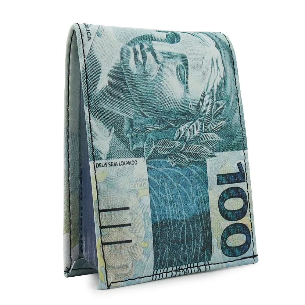 Carteira Masculina Slim Nota de 100 EUROS | Estilo Compacto e Moderno