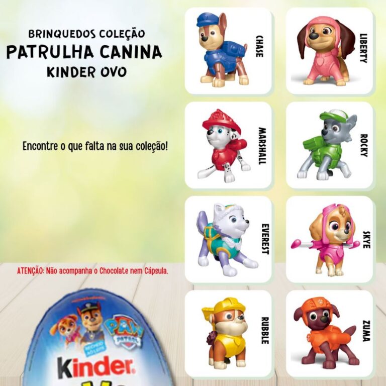Patrulha Canina Brinquedos Colecionáveis Kinder O