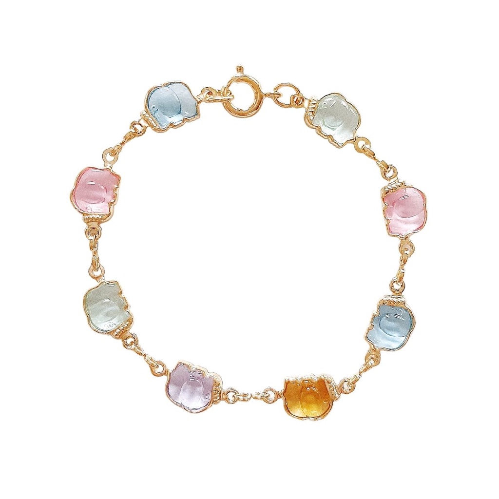 Pulseira Infantil Elefante Colorido Folheado a ouro 18k Antialergico