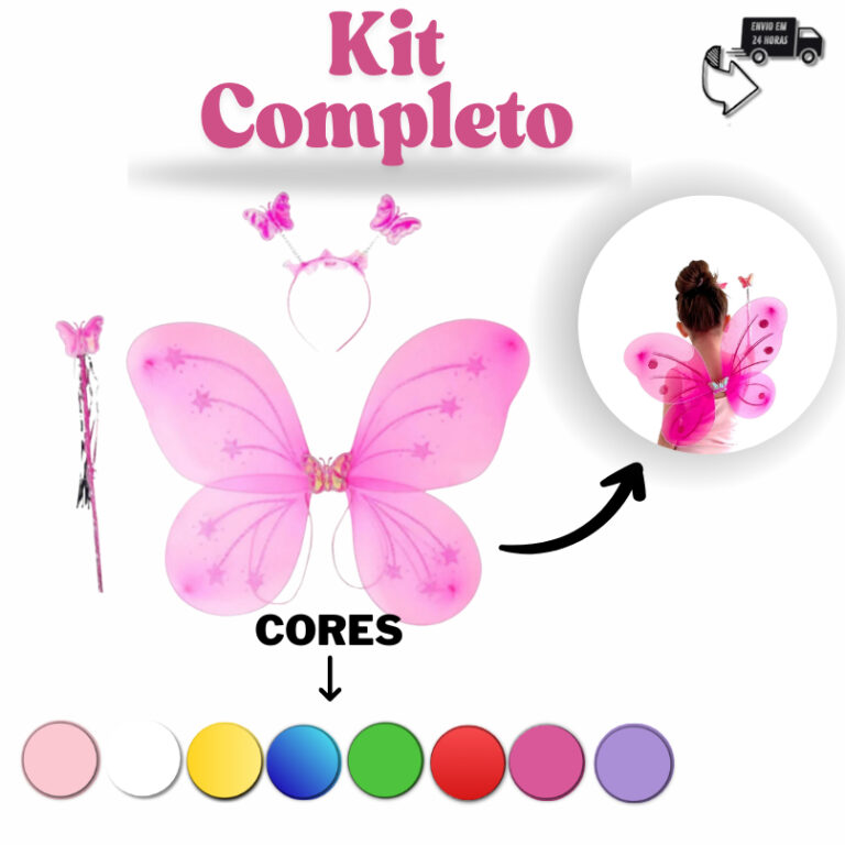 Kit Fantasia Infantil de Fada com Asa de Borboleta