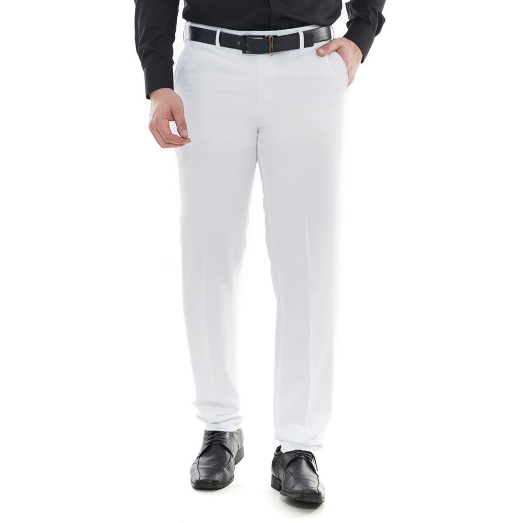 Calça Social Branca Lisa Basica Calça de Terno Executiva Tecido Panamá