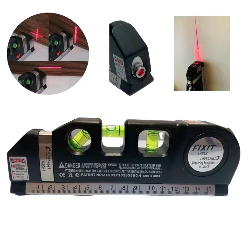 Nível Laser Multifuncional Level Pro3 – Precisão Profissional com 3 Linhas e Trena Integrada