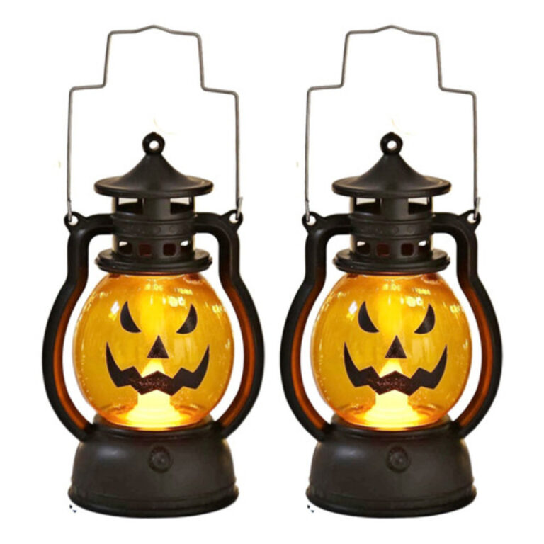 2 Lampião Arandela Enfeite Led Abóbora Halloween