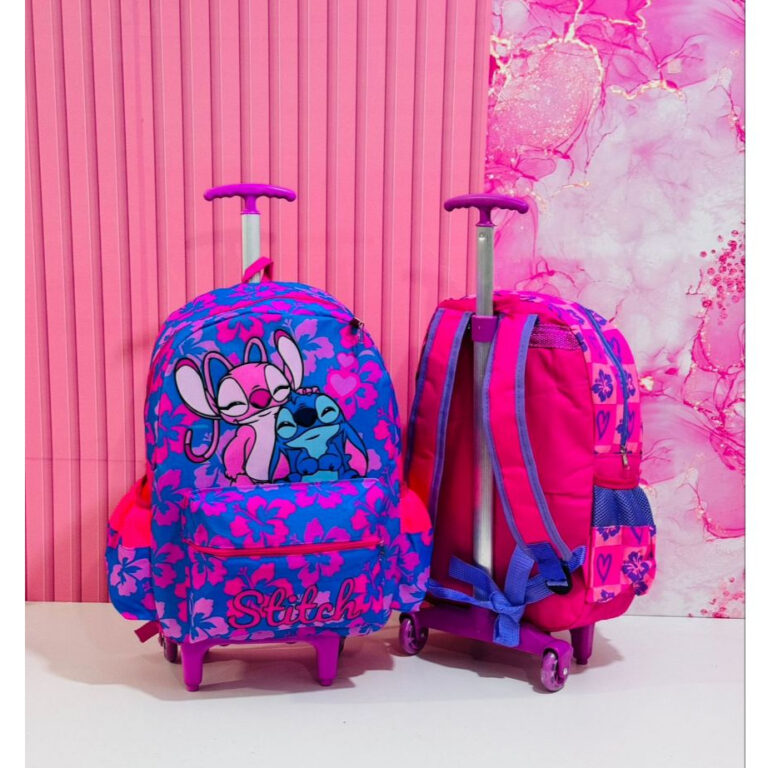 Mochila Escolar Infantil Sticht e Lilo de Rodinhas