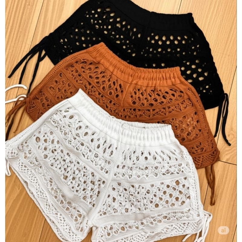 Short Saída De Praia Feminino Tricot Shortinho curto primavera Verão