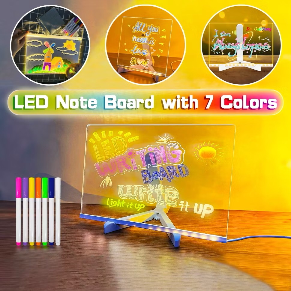 Luminária LED Escrever Abajur 3D 15X1520X2030X20quadro de notas tela pra escrever decoração quarto s
