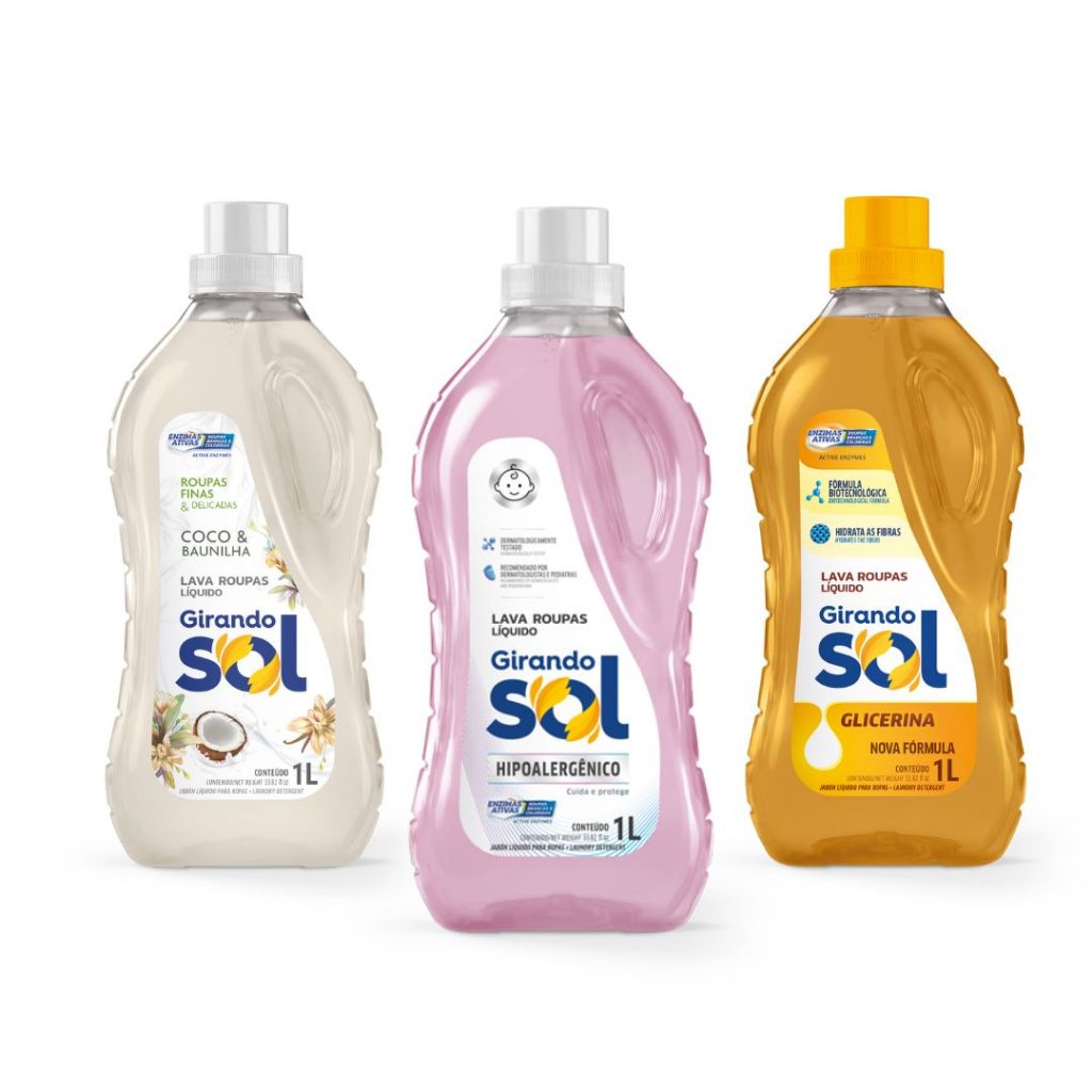 Lava Roupa Sabão Líquido 1 Litro – Girando Sol (Coco Baunilha Glicerina Hipoalergênico)